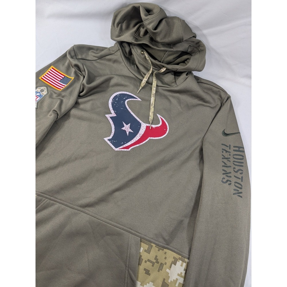 NIKE Houston Texans Salute To Service Football Hoodie Mens Camo Therma Fit Med